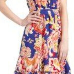 New Without Tags: Tory Burch Floral Mini Dress - Blue and Orange
